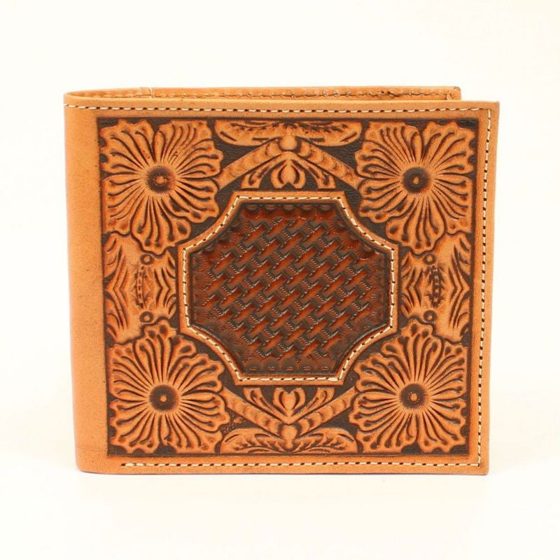 Ariat Floral Embossed Bi-Fold Larger WalletTan