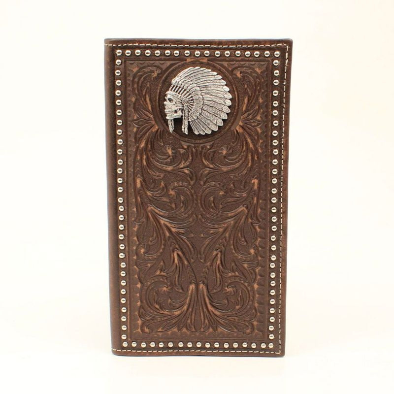 Ariat Chief Skull Embossesd Rodeo WalletBrown