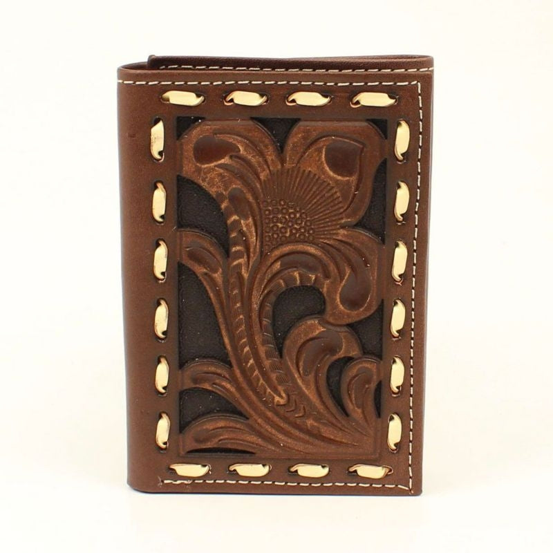 Ariat Embossed Laced Tri-Fold WalletBrown