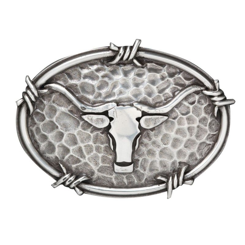 Ariat Oval Longhorn Barb Wire Buckle