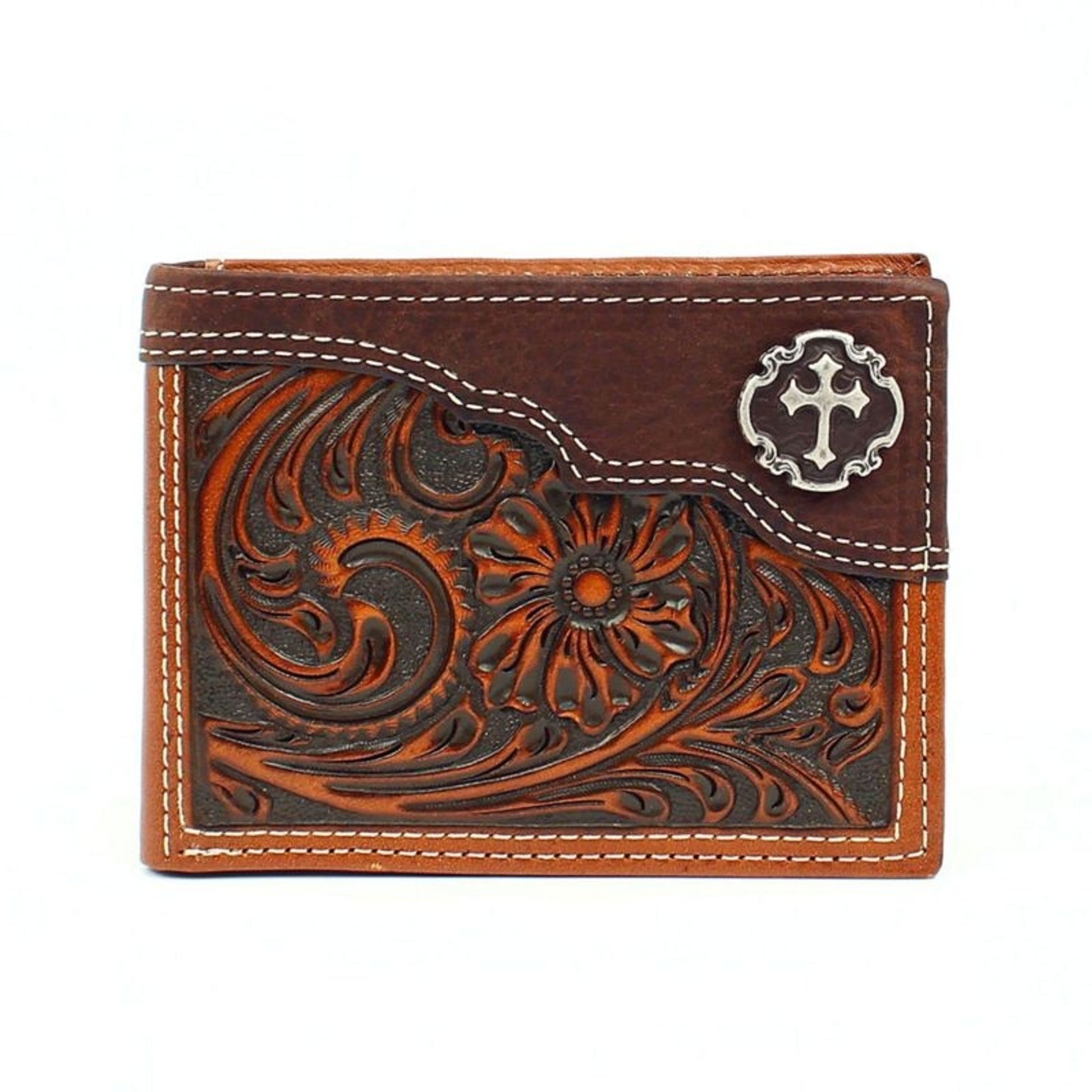 Nocona Floral Embossed Cross Concho BiFold Wallet