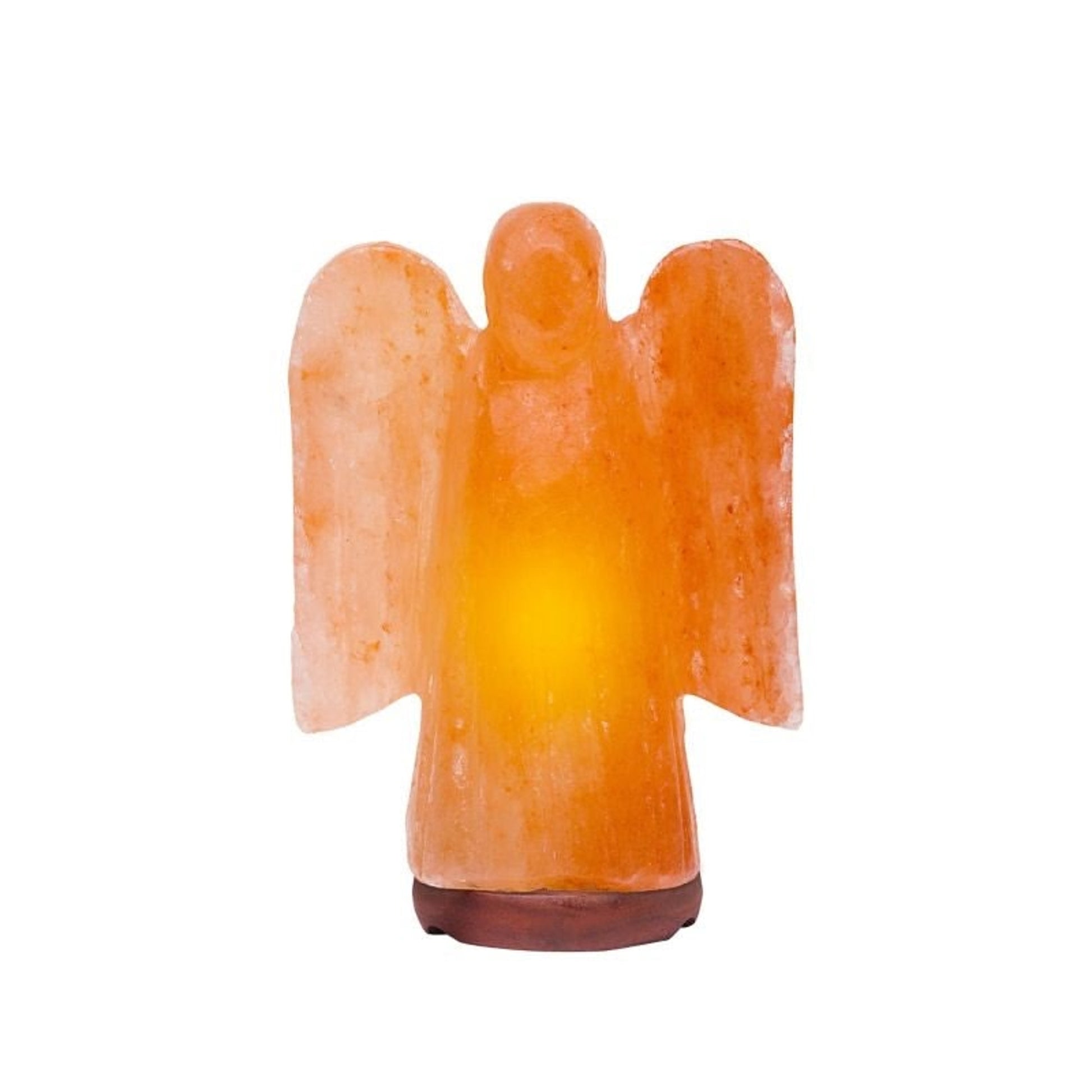 Himalayan Rock Salt Large Angel Lamp 7lbs Bk/Wh