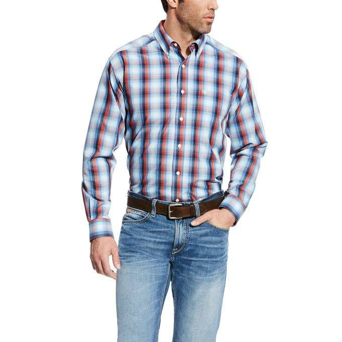 Mens Wrinkle Free Keith Plaid Long Sleeve Shirt S
