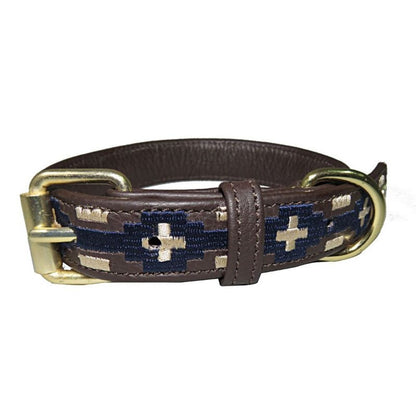 Halo Lex Leather Dog Collar LG Brn/Nvy/Safari