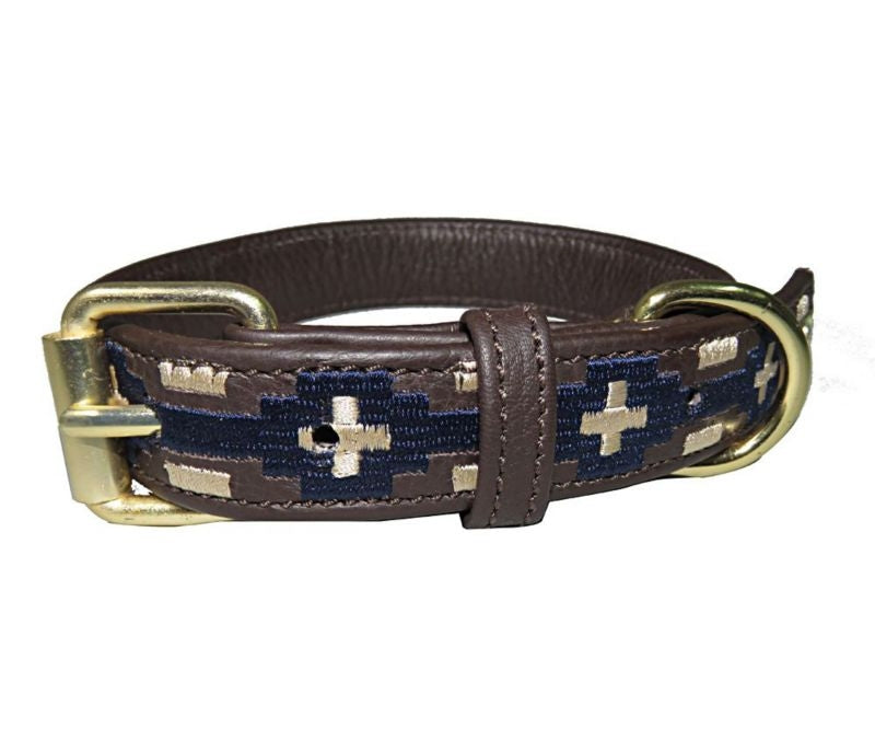 Halo Lex Leather Dog Collar LG Brn/Nvy/Safari