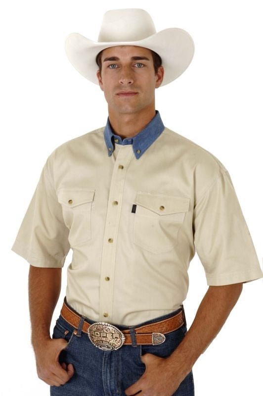 Roper Mens Khaki Twill Shirt With Button Down XX Kha