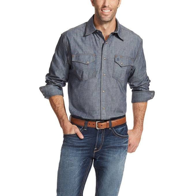 Ariat Mens Relentless Denim Snap Shirt XXL Blue
