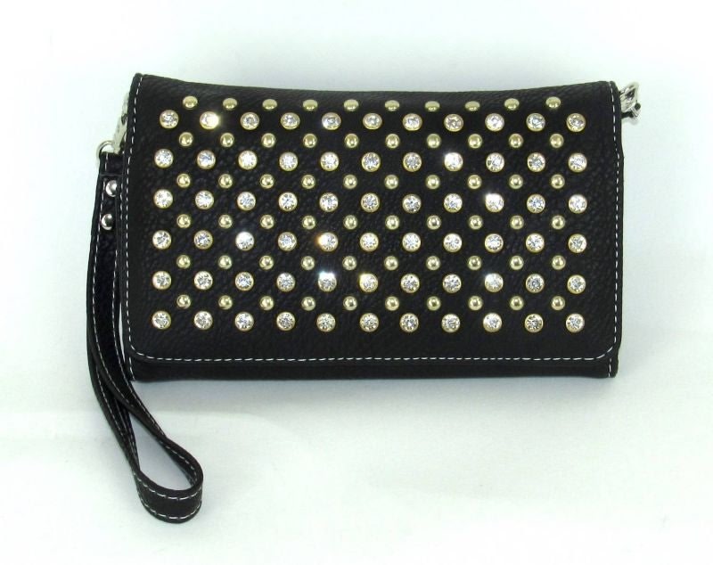 Savana Tri-Fold Wallet With Round Stone And Studs