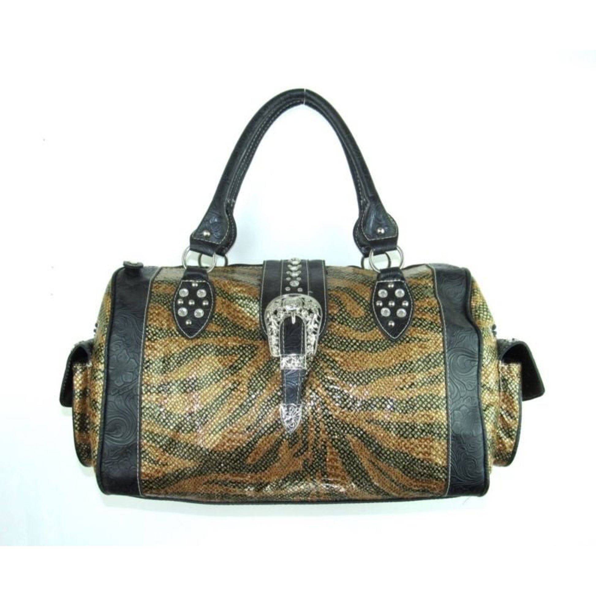Savana Duffle Bag Brown Tiger Stripes/Rhinestone
