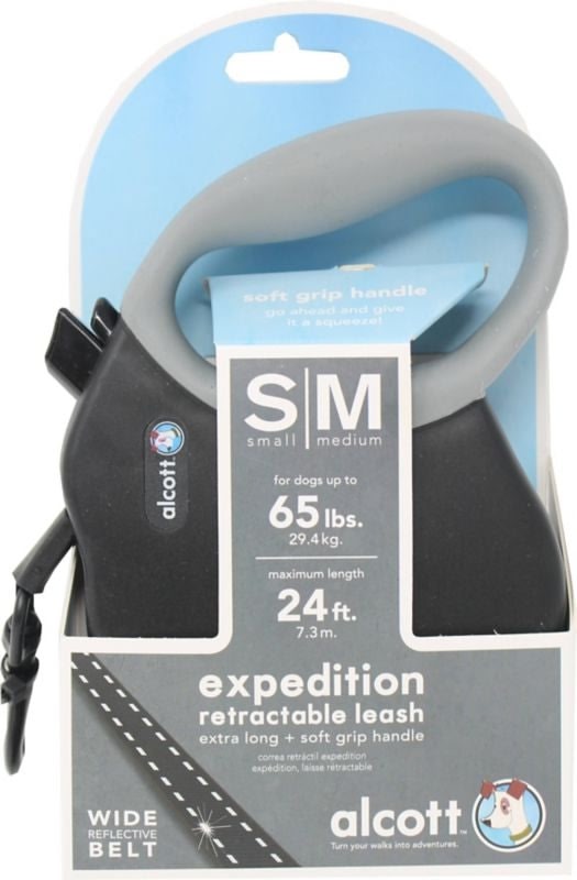 Alcott Retractable Leash Up To 65 Pounds Sm/Md Blk