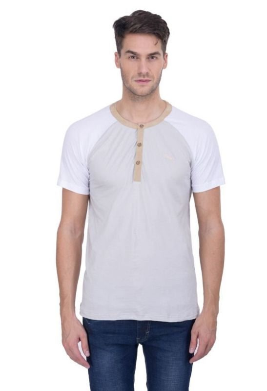 JumpUSA Mens Nicholas T-Shirt L Light Gry/White
