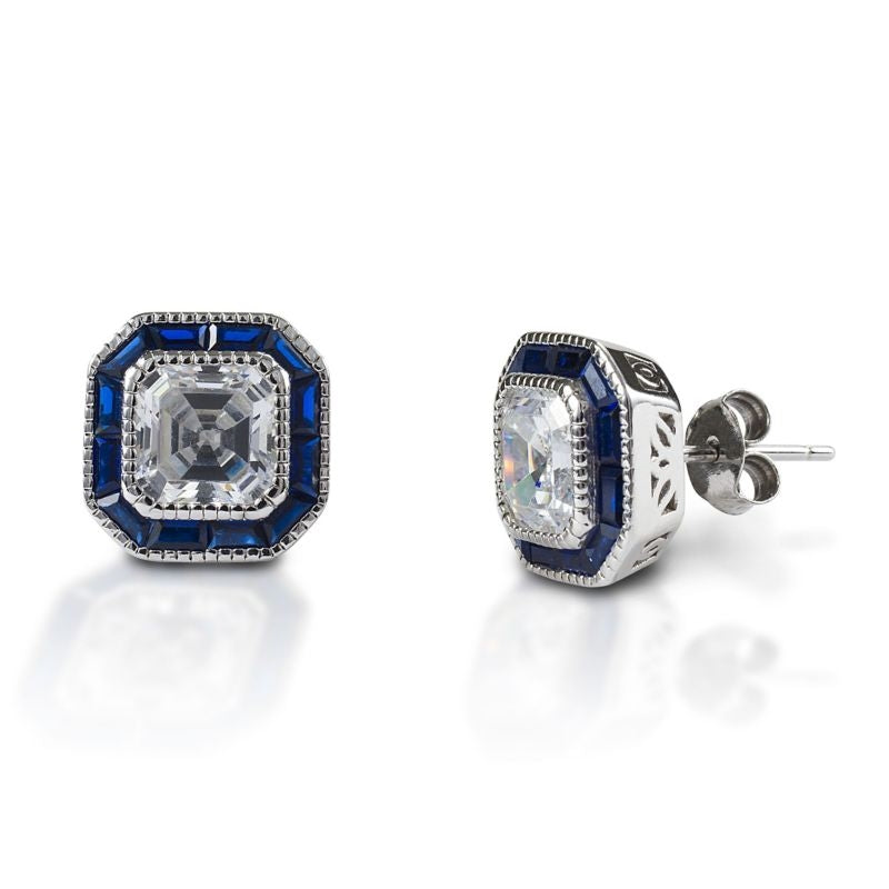 Kelly Herd Cushion Cut Blue Spinel Earrings
