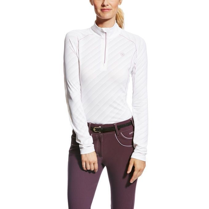 Ariat Ladies Tri Factor 1/4 Zip MD White Mesh