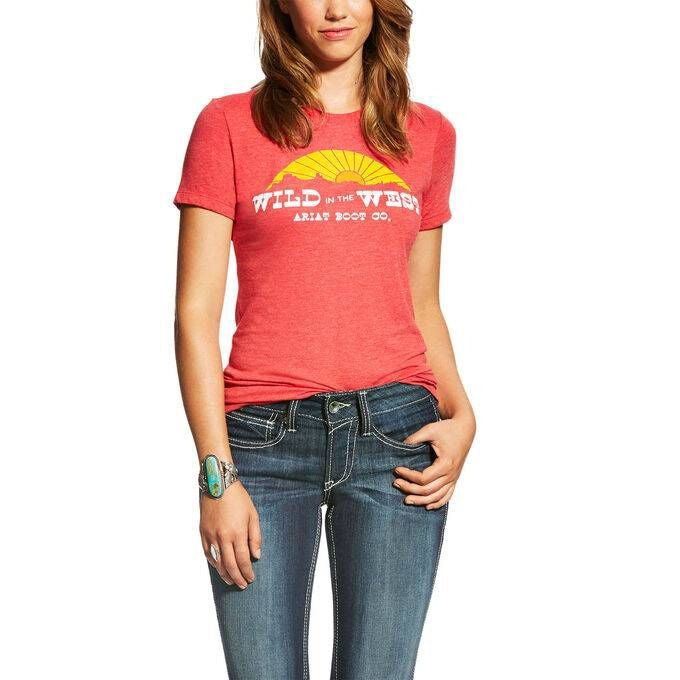 Ariat Ladies Wild In The West Tee Red Heather M