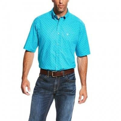 Ariat Mens Nevan Ss Print Blue Bird Large Tall