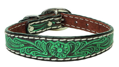 Weaver Carved Turquoise Flower Dog Collar