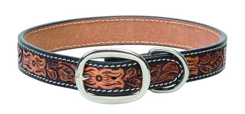 Weaver Floral Tooled Dog Collar