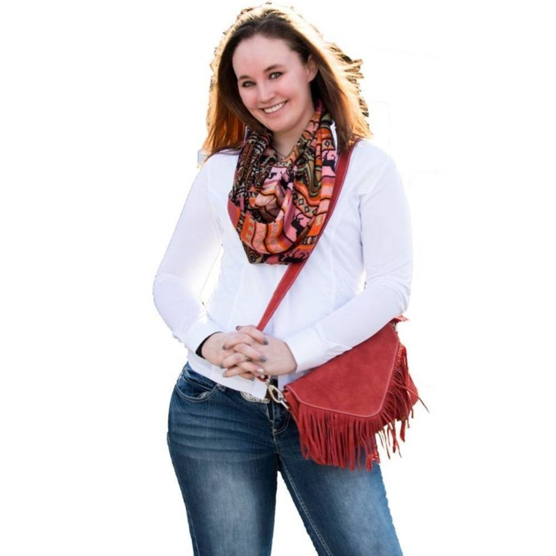 Suede Fringe Roxie Handbag Red