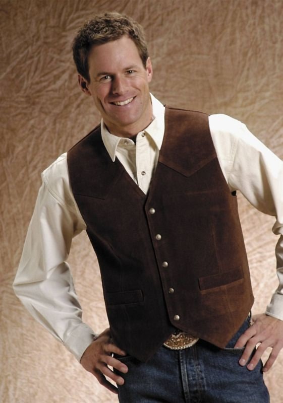 Roper Mens Big Man Suede Vest XXXL Brown