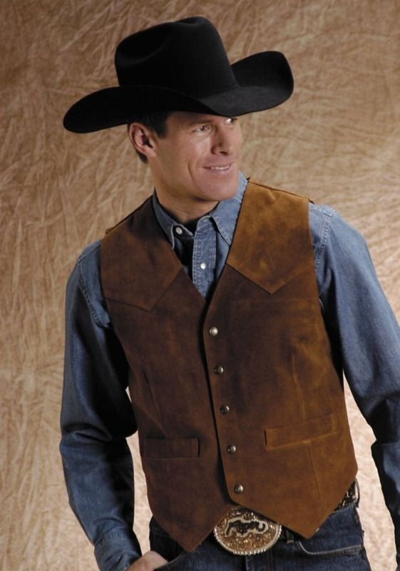 Roper Mens Big Man Suede Vest XXXL Light Brown