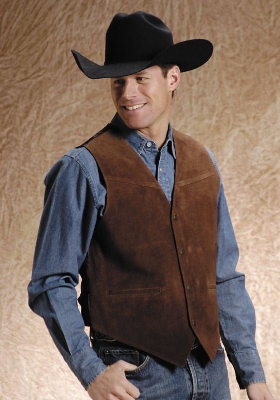Roper Big Man Satin Back Suede Vest XXXL Brown