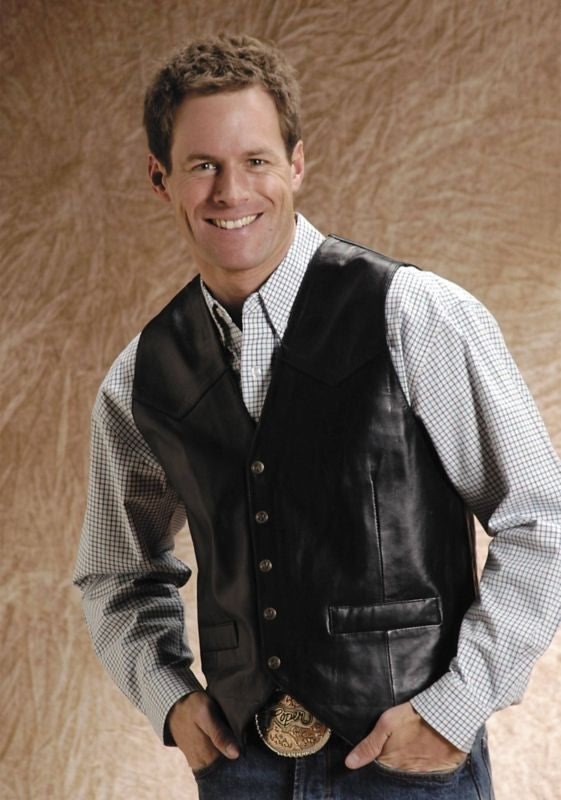 Roper Mens Tall Man Lamb Skin Vest XL Tall Blk