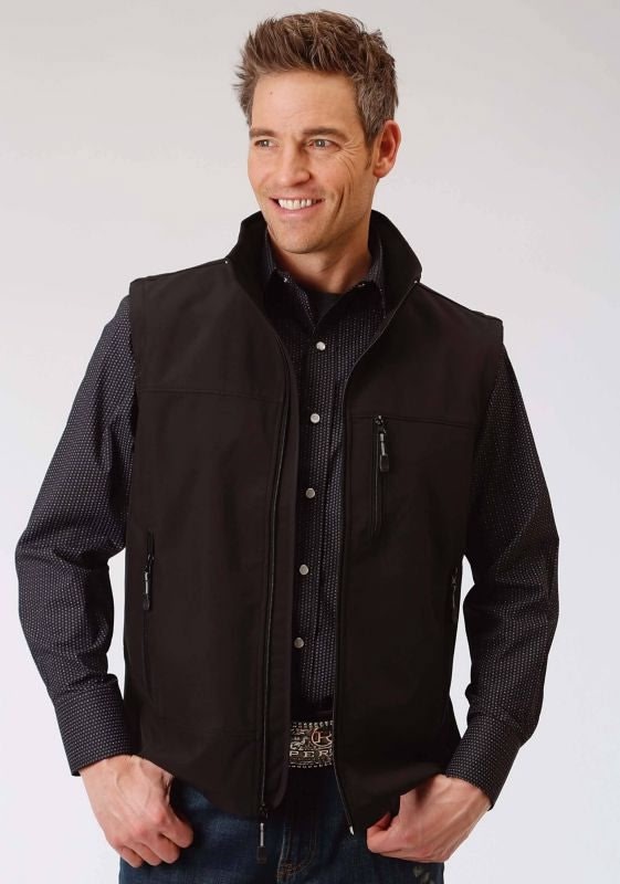 Roper Mens Soft Shell with Mesh Lining Vest LG Black
