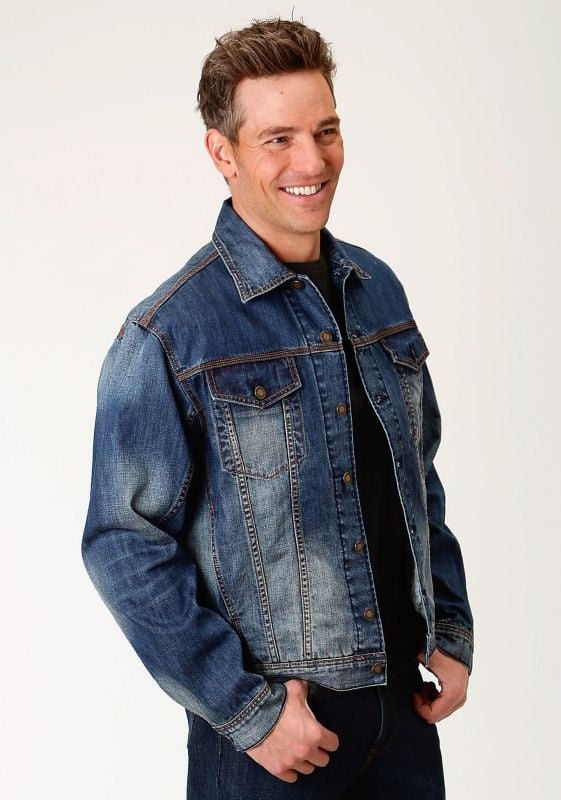 Stetson Mens Denim Jacket with Logo LG Blue