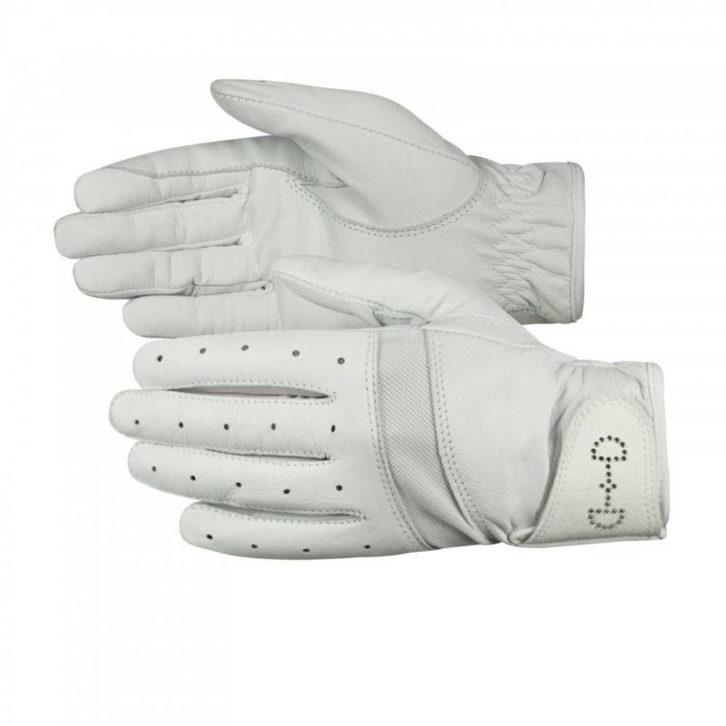 Horze Womens Leather Mesh Glove 6 White