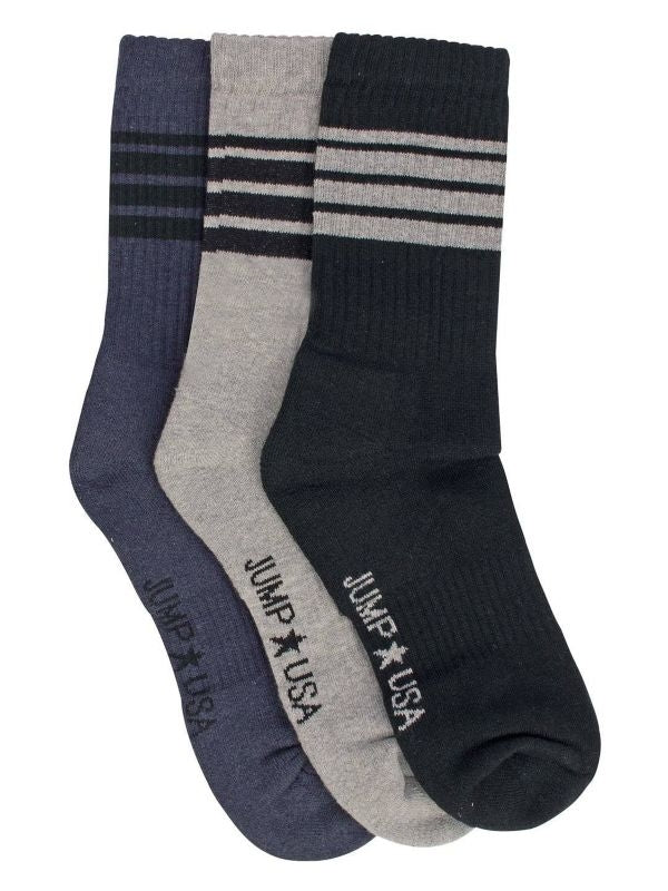 JumpUSA Full Length Sport Socks Mens Blk/Nvy/Gry