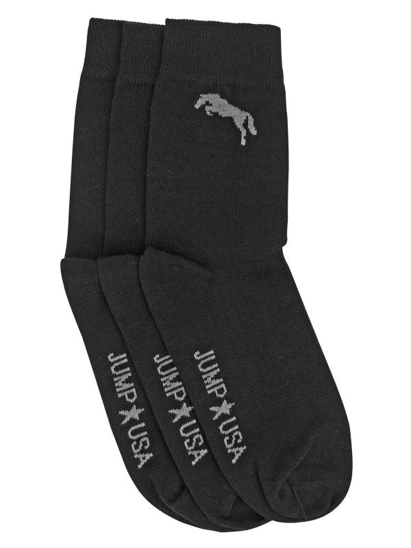 JumpUSA Full Length Pack Of 3 Socks Mens Blk