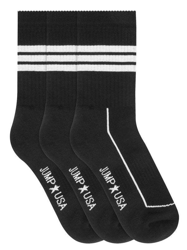 Jumpusa Terry Cotton 3Pack Socks Men Black