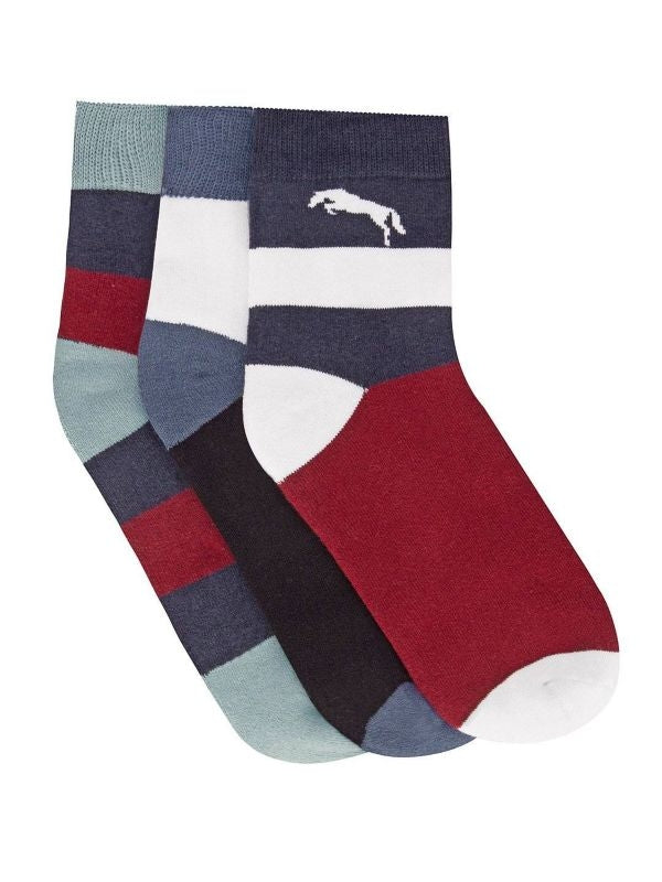 JumpUSA Terry Cotton 3 Pack Socks Mens Red/Blk