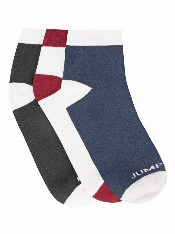 JumpUSA Terry Cotton 3 Pack Socks Mens Blk/Nvy/Wht