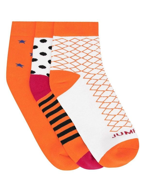 JumpUSA Terry Cotton 3 Pack Socks Ladies Org/Wht