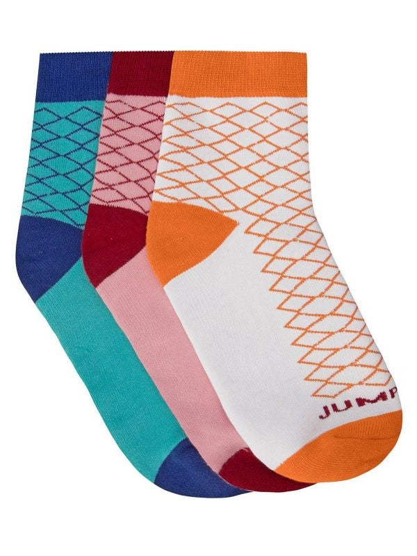 JumpUSA Terry Cotton 3 Pack Socks Ladies Aqua/Wht