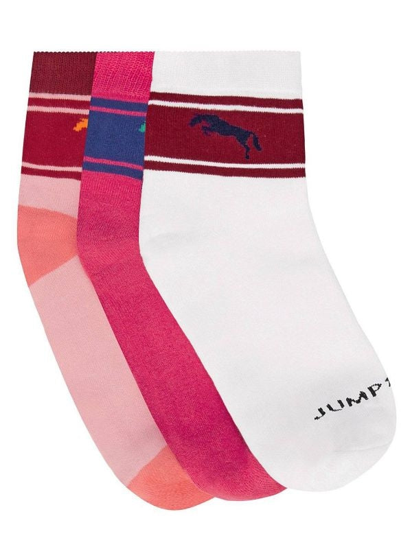 JumpUSA Terry Cotton 3 Pack Socks Ladies Wht/Pnk