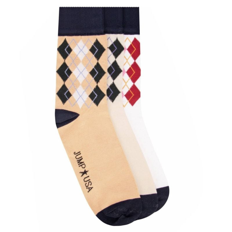 JumpUSA Cotton 3 Pack Socks Mens Wht/Saf