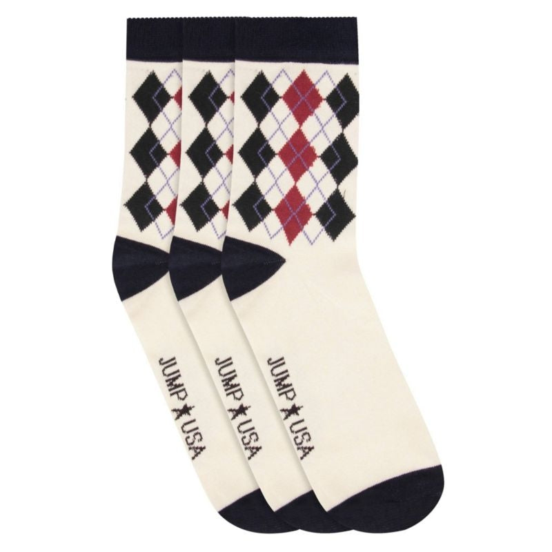 JumpUSA Cotton 3 Pack Socks Mens Wht