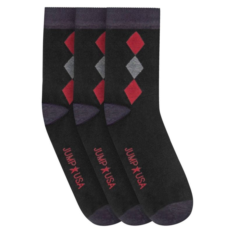 JumpUSA Cotton 3 Pack Socks Mens Blk