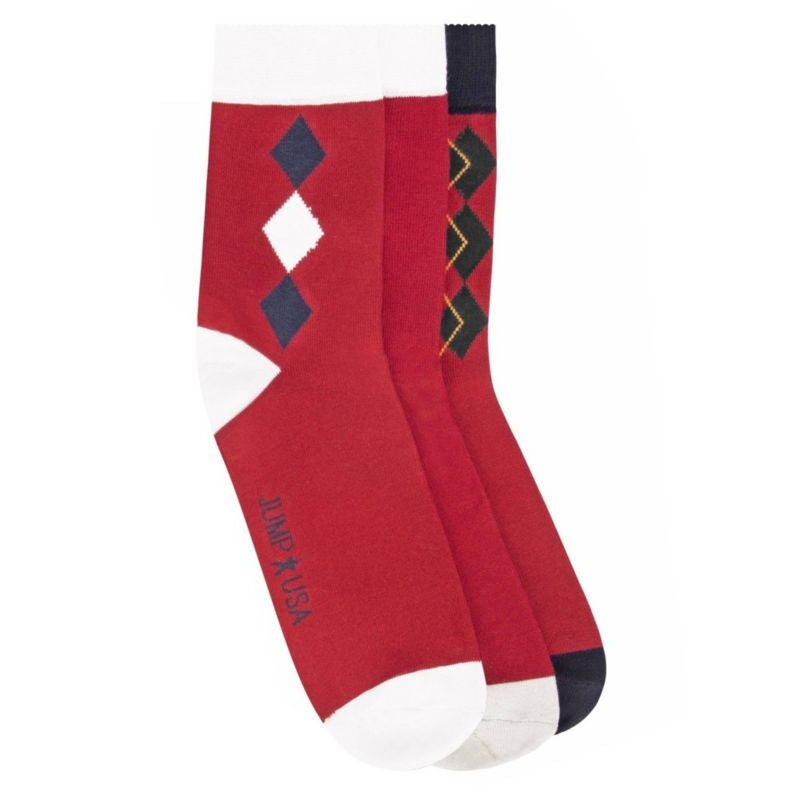 JumpUSA Cotton 3 Pack Socks Mens Red