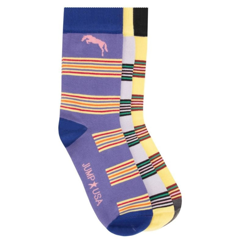 JumpUSA Cotton 3 Pack Socks Mens Ylw/Blu