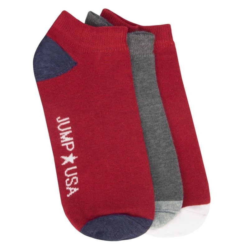 JumpUSA Cotton 3 Pack Socks Mens Red/Gry
