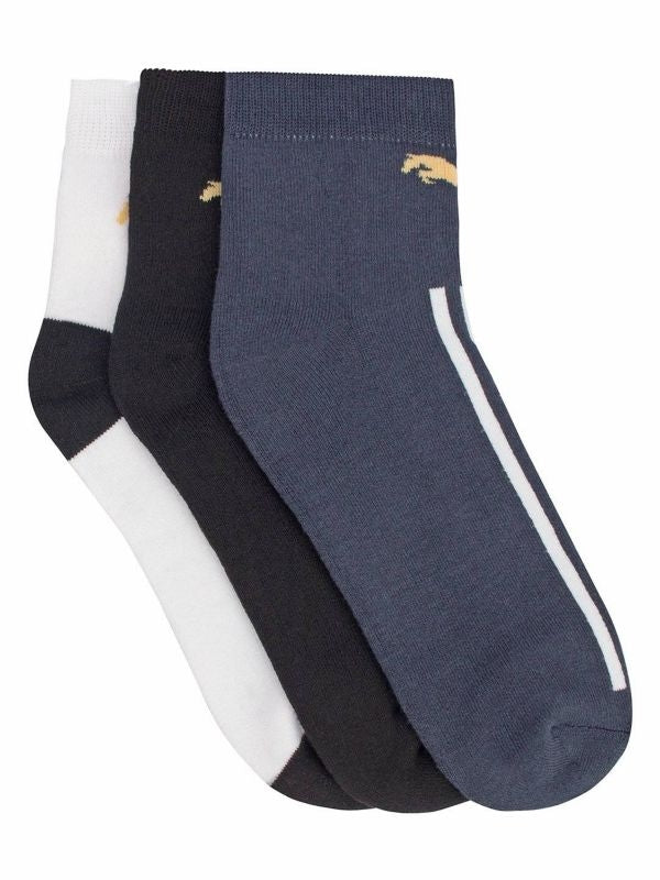 JumpUSA Terry Cotton 3 Pack Socks Mens Nvy/Blk/Wht