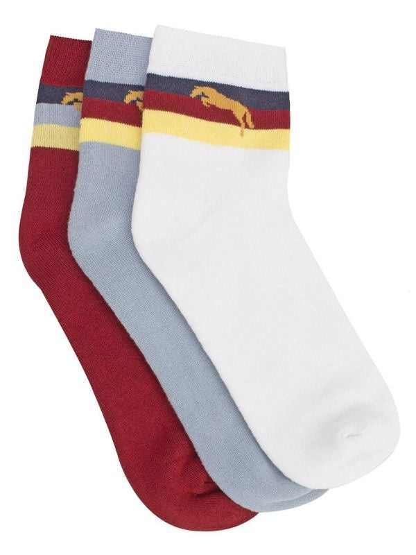 JumpUSA Terry Cotton 3 Pack Socks Mens Red/Gry/Wht