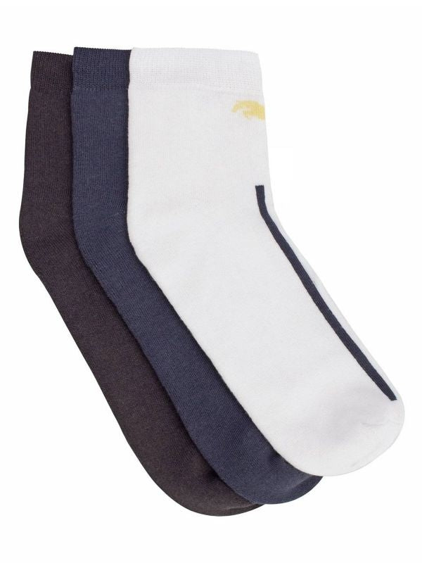 JumpUSA Terry Cotton 3 Pack Socks Mens Nvy/Blk/Wht