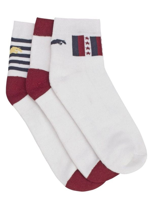 JumpUSA Terry Cotton 3 Pack Socks Mens Wht/Red