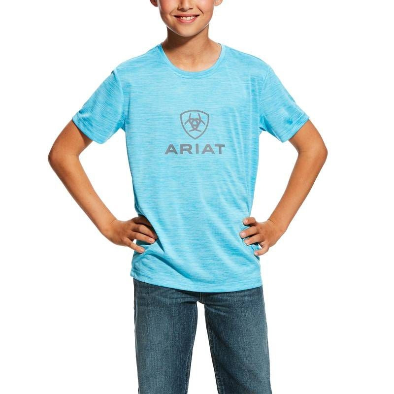 Ariat Kids Charger Logo Top X-Small Blue Atoll