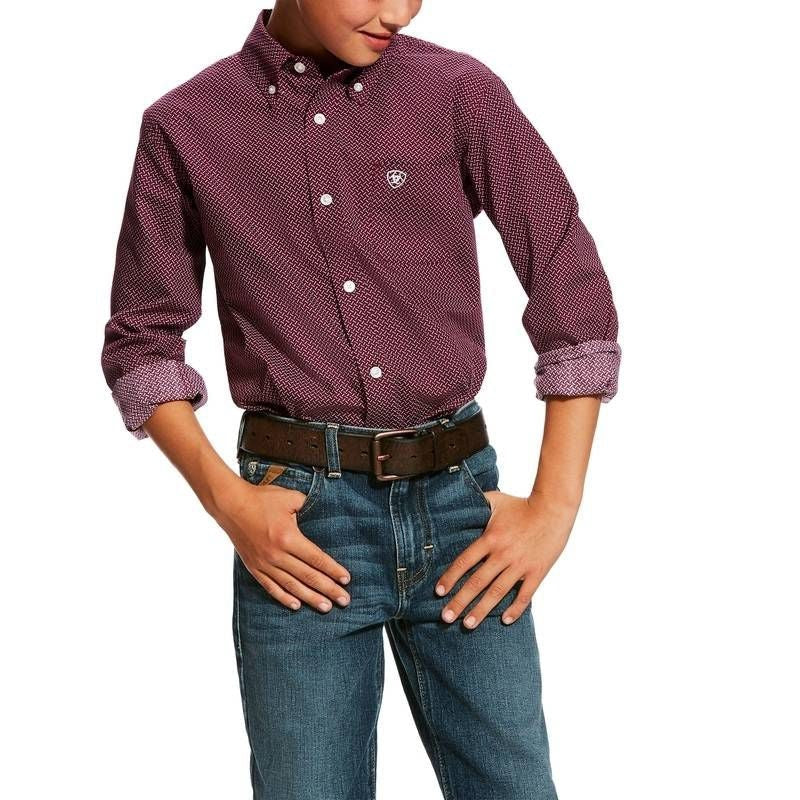 Ariat Kids Dalazar Print Shirt Small Purple Dahlia