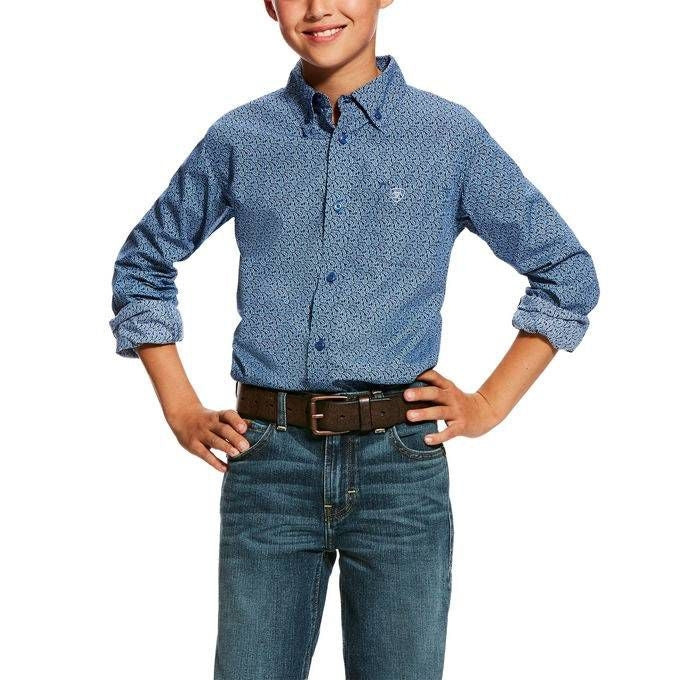 Ariat Kids Dullins Print Shirt Medium True Navy